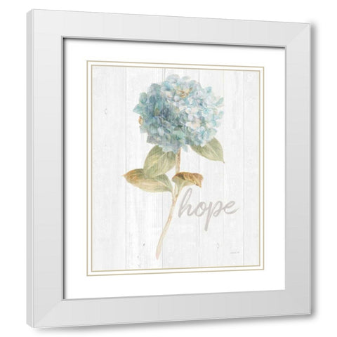 Garden Hydrangea on Wood Hope White Modern Wood Framed Art Print with Double Matting by Nai, Danhui