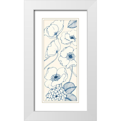 Pen and Ink Flowers on cream Panel III White Modern Wood Framed Art Print with Double Matting by Wild Apple Portfolio
