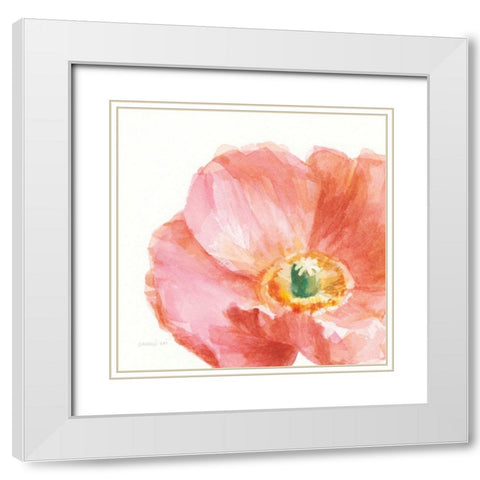 Garden Poppy Flipped on White Crop White Modern Wood Framed Art Print with Double Matting by Nai, Danhui