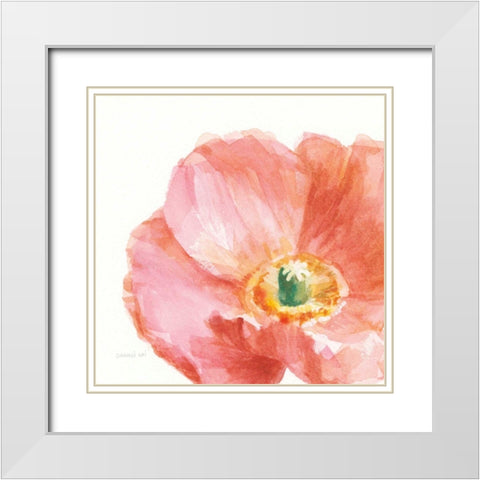 Garden Poppy Flipped on White Crop White Modern Wood Framed Art Print with Double Matting by Nai, Danhui