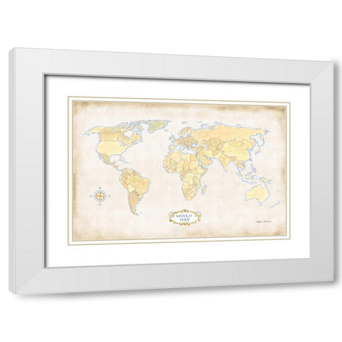 World Trekker I White Modern Wood Framed Art Print with Double Matting by Fabiano, Marco