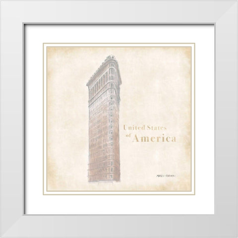 World Trekker V White Modern Wood Framed Art Print with Double Matting by Fabiano, Marco
