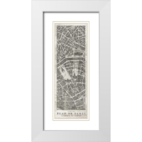 Plan de Paris Panel in Wood White Modern Wood Framed Art Print with Double Matting by Wild Apple Portfolio