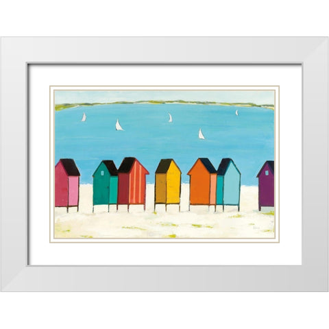 Cabanas I White Modern Wood Framed Art Print with Double Matting by Adams, Phyllis