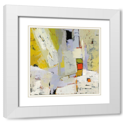On the Sunnyside of the Street White Modern Wood Framed Art Print with Double Matting by Adams, Phyllis