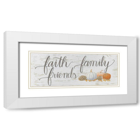 Beautiful Bounty Sign III Faith Family Friends Script White Modern Wood Framed Art Print with Double Matting by Wiens, James