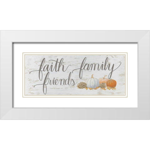 Beautiful Bounty Sign III Faith Family Friends Script White Modern Wood Framed Art Print with Double Matting by Wiens, James