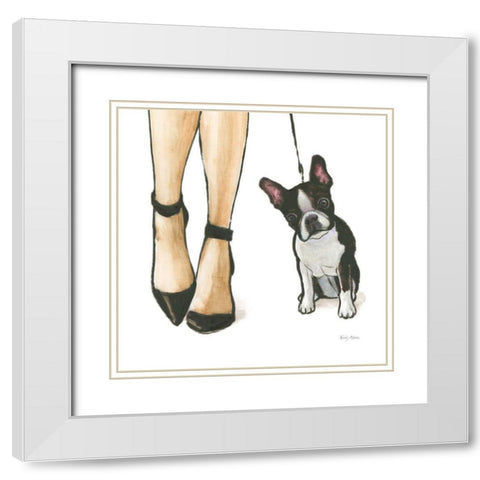 Furry Fashion Friends II White Modern Wood Framed Art Print with Double Matting by Adams, Emily