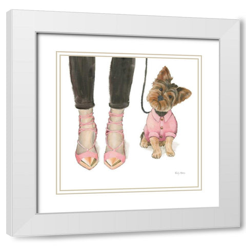 Furry Fashion Friends III White Modern Wood Framed Art Print with Double Matting by Adams, Emily