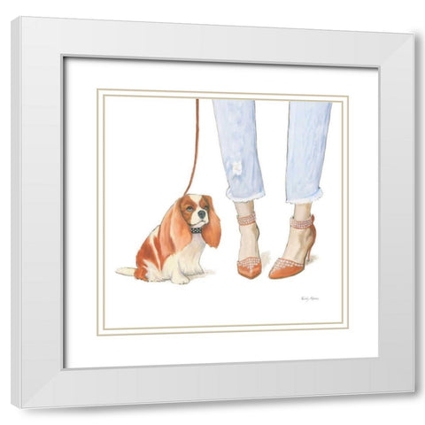 Furry Fashion Friends IV White Modern Wood Framed Art Print with Double Matting by Adams, Emily