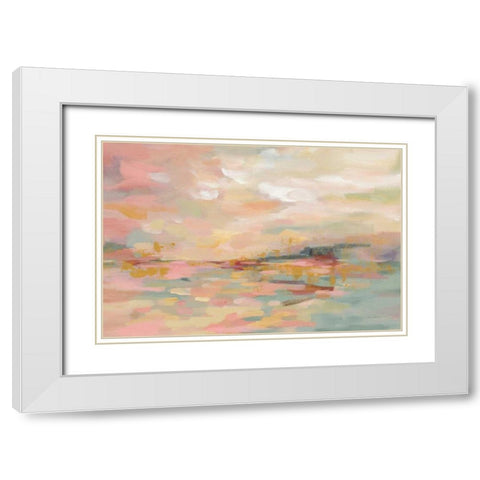 Pink Waves White Modern Wood Framed Art Print with Double Matting by Vassileva, Silvia