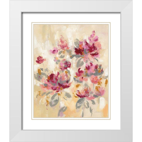 Floral Reflections II White Modern Wood Framed Art Print with Double Matting by Vassileva, Silvia