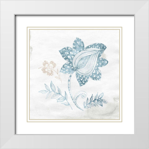 Eastern Boho I Teal White Modern Wood Framed Art Print with Double Matting by Wild Apple Portfolio