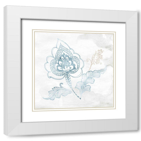 Eastern Boho II Teal White Modern Wood Framed Art Print with Double Matting by Wild Apple Portfolio