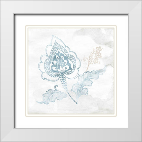 Eastern Boho II Teal White Modern Wood Framed Art Print with Double Matting by Wild Apple Portfolio