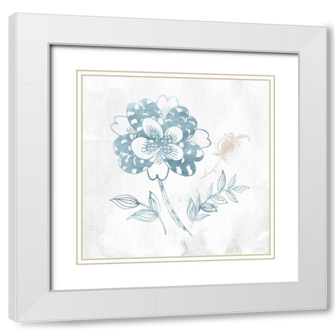 Eastern Boho III Teal White Modern Wood Framed Art Print with Double Matting by Wild Apple Portfolio