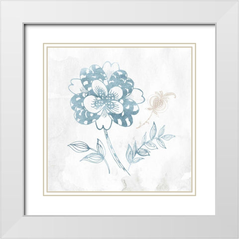 Eastern Boho III Teal White Modern Wood Framed Art Print with Double Matting by Wild Apple Portfolio