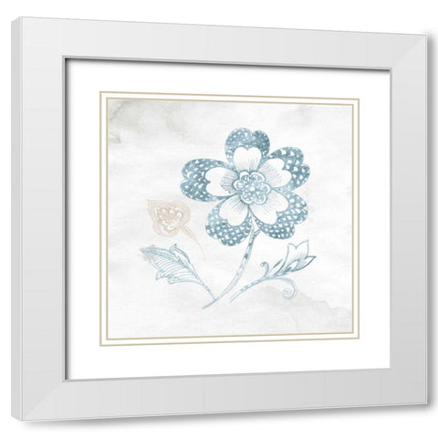 Eastern Boho IV Teal White Modern Wood Framed Art Print with Double Matting by Wild Apple Portfolio