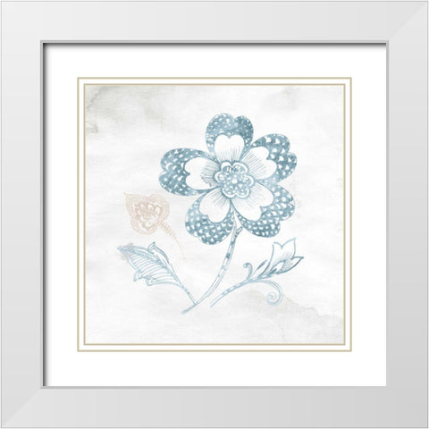 Eastern Boho IV Teal White Modern Wood Framed Art Print with Double Matting by Wild Apple Portfolio