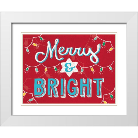 Merry and Bright v2 White Modern Wood Framed Art Print with Double Matting by Urban, Mary