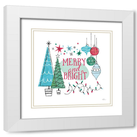 Retro Christmas II v2 White Modern Wood Framed Art Print with Double Matting by Penner, Janelle