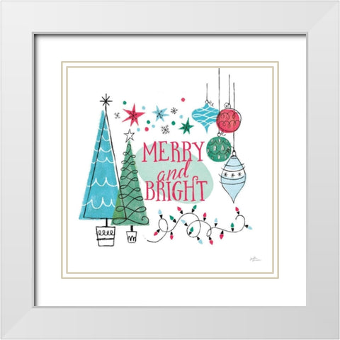 Retro Christmas II v2 White Modern Wood Framed Art Print with Double Matting by Penner, Janelle