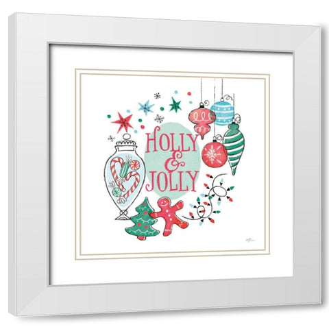 Retro Christmas IV v2 White Modern Wood Framed Art Print with Double Matting by Penner, Janelle