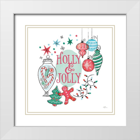 Retro Christmas IV v2 White Modern Wood Framed Art Print with Double Matting by Penner, Janelle