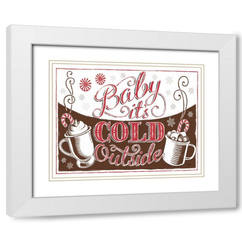 Merry Little Christmas I Brown White Modern Wood Framed Art Print with Double Matting by Penner, Janelle