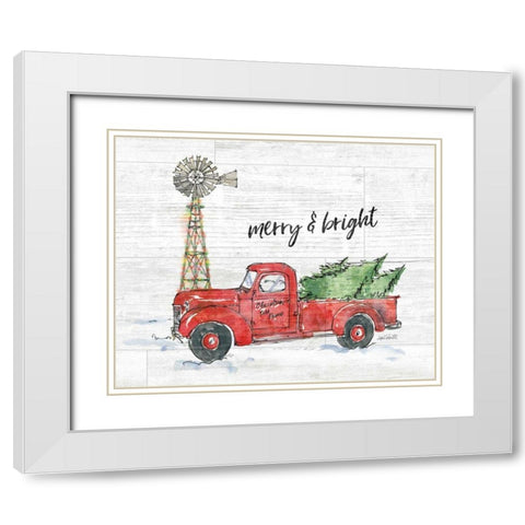 Country Christmas IV Merry and Bright Shiplap Crop White Modern Wood Framed Art Print with Double Matting by Tavoletti, Anne