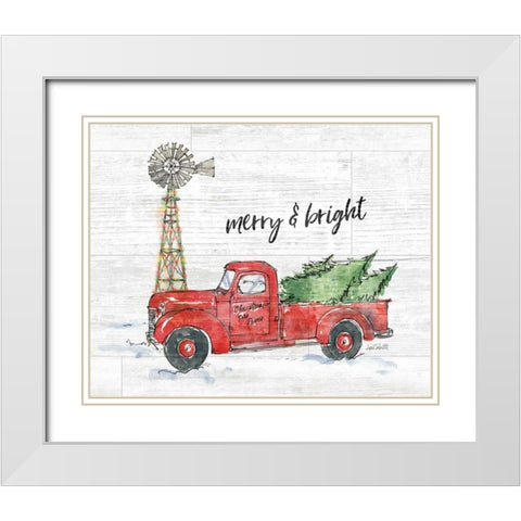 Country Christmas IV Merry and Bright Shiplap Crop White Modern Wood Framed Art Print with Double Matting by Tavoletti, Anne