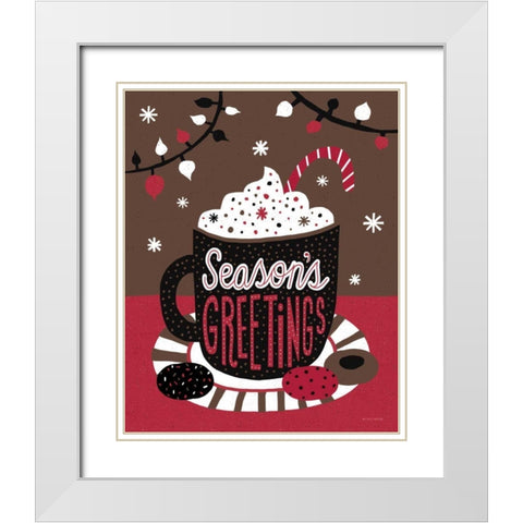 Christmas Cocoa Dark White Modern Wood Framed Art Print with Double Matting by Mullan, Michael