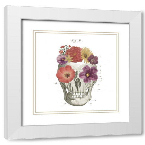 Floral Skull II White Modern Wood Framed Art Print with Double Matting by Wild Apple Portfolio