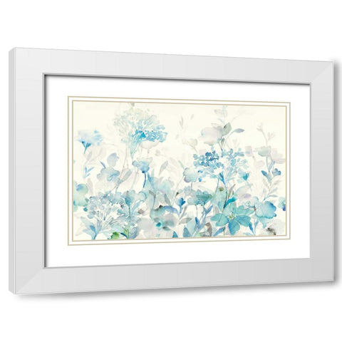Translucent Garden Blue Crop White Modern Wood Framed Art Print with Double Matting by Nai, Danhui