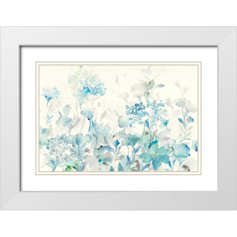Translucent Garden Blue Crop White Modern Wood Framed Art Print with Double Matting by Nai, Danhui