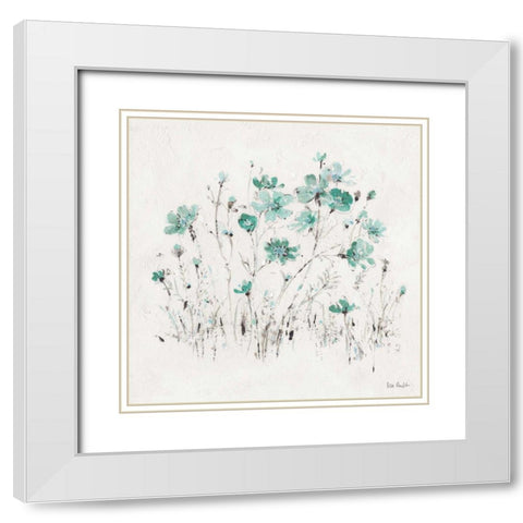 Wildflowers II Turquoise White Modern Wood Framed Art Print with Double Matting by Audit, Lisa