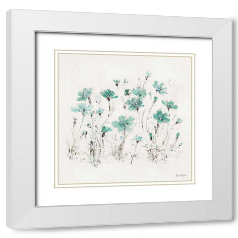 Wildflowers III Turquoise White Modern Wood Framed Art Print with Double Matting by Audit, Lisa