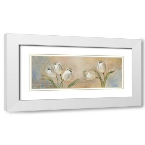 Delicate Blossoms II White Modern Wood Framed Art Print with Double Matting by Vassileva, Silvia