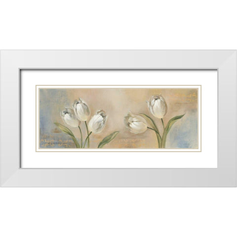 Delicate Blossoms II White Modern Wood Framed Art Print with Double Matting by Vassileva, Silvia