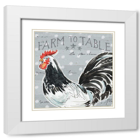 Roosters Call III White Modern Wood Framed Art Print with Double Matting by Brissonnet, Daphne