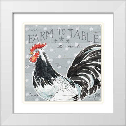 Roosters Call III White Modern Wood Framed Art Print with Double Matting by Brissonnet, Daphne