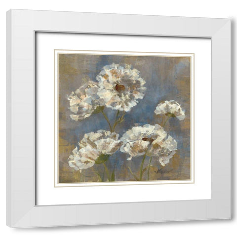 Flowers in Morning Dew I White Modern Wood Framed Art Print with Double Matting by Vassileva, Silvia