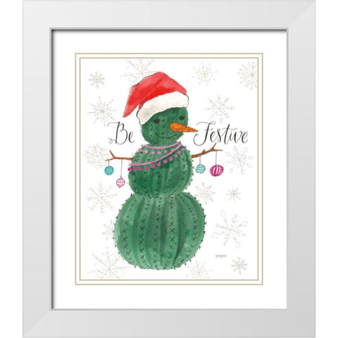 A Very Cactus Christmas I Be Festive White Modern Wood Framed Art Print with Double Matting by Jackson, Jenaya