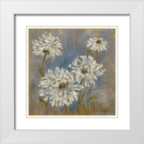 Flowers in Morning Dew II White Modern Wood Framed Art Print with Double Matting by Vassileva, Silvia