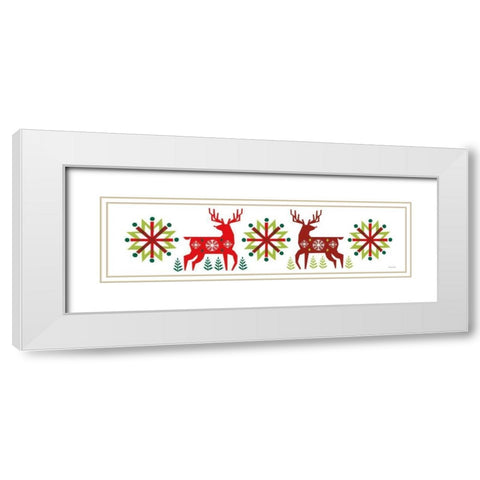 Geometric Holiday Reindeer III White Modern Wood Framed Art Print with Double Matting by Mullan, Michael