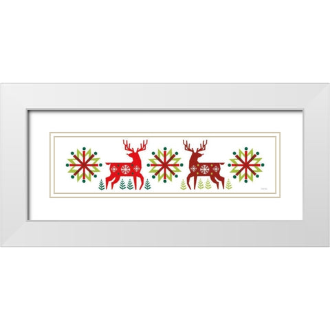 Geometric Holiday Reindeer III White Modern Wood Framed Art Print with Double Matting by Mullan, Michael