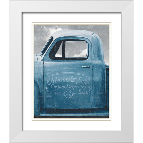 Lets Go for a Ride II Vintage Blue White Modern Wood Framed Art Print with Double Matting by Wiens, James