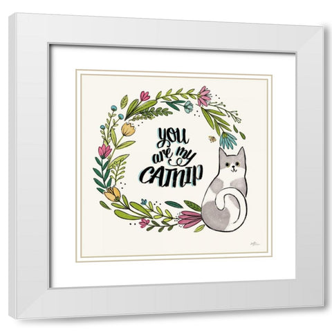 Purrfect Garden VI White Modern Wood Framed Art Print with Double Matting by Penner, Janelle