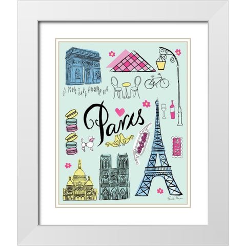 Travel Paris White Modern Wood Framed Art Print with Double Matting by Zaman, Farida