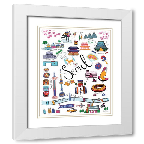 Travel Seoul White Modern Wood Framed Art Print with Double Matting by Zaman, Farida